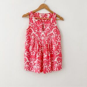 Lilly Pulitzer Pink White Sleeveless Silk Blouse